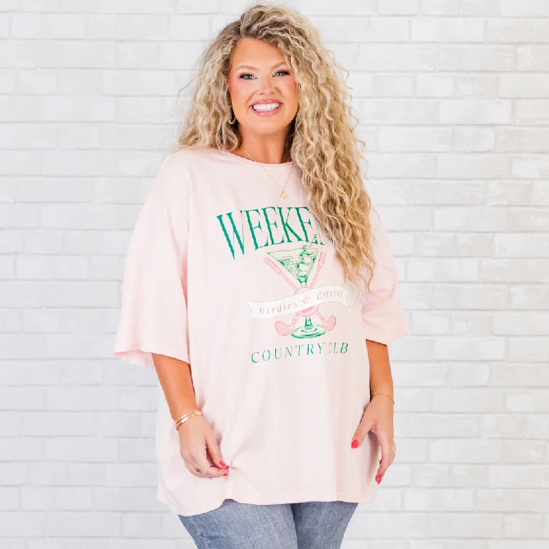 Weekend Discounts to Indulge In Weekend Club Boyfriend Tee, Cream Pink