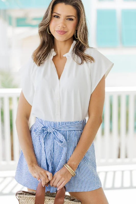 Weekend Discounts You Deserve Know It Well White Ruffled Top