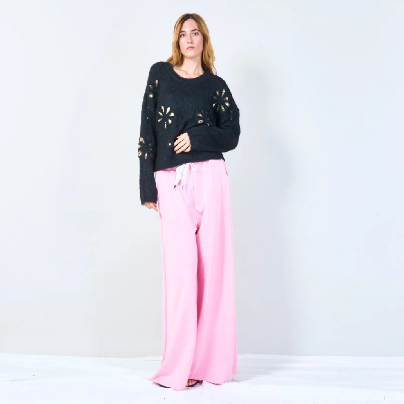 Buy Today Sequin flower detail knit sweater wholesale