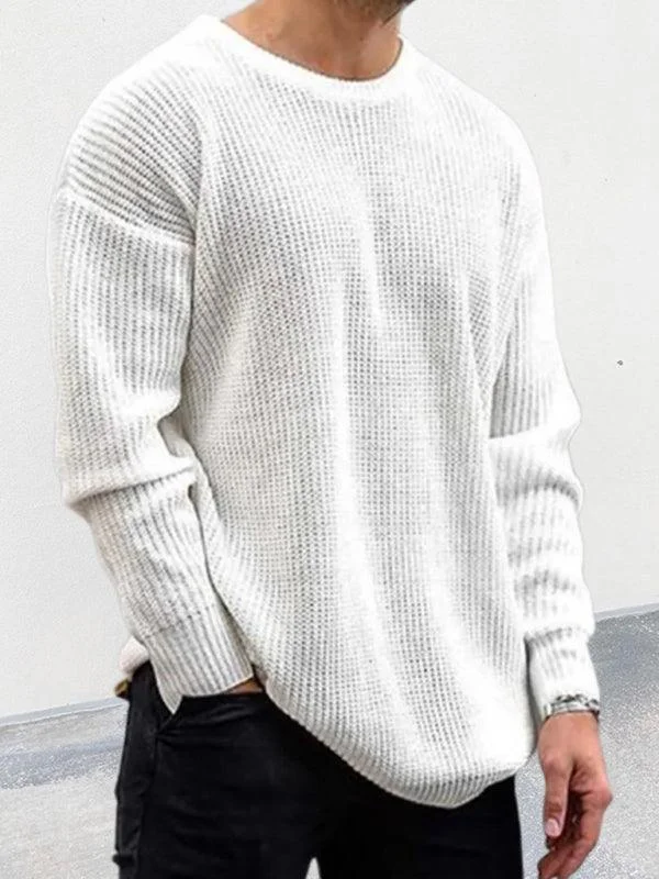 Bargain Alert Loose Round Neck Men Pullover Sweater
