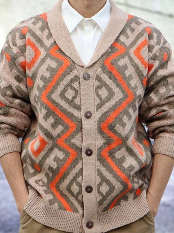 Weekend Savings Spree Retro Heavy-Duty Jacquard Men Cardigan Sweater