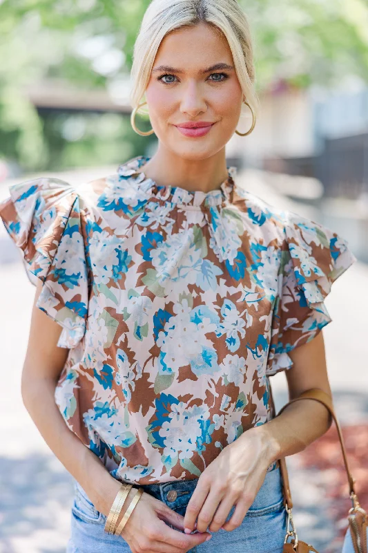 Super Savings All Heart Brown Floral Blouse