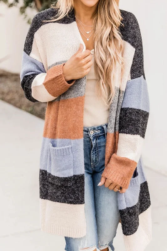 Fantastic Savings Casual Color Lump Pocket Contrast Tops Sweater