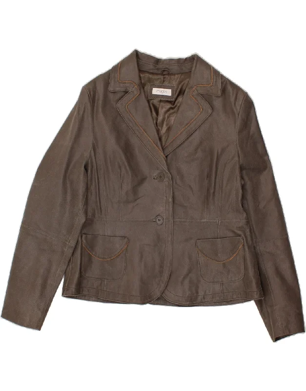 Unbeatable Prices VINTAGE Womens Crop Leather Jacket UK 18 XL Grey Leather