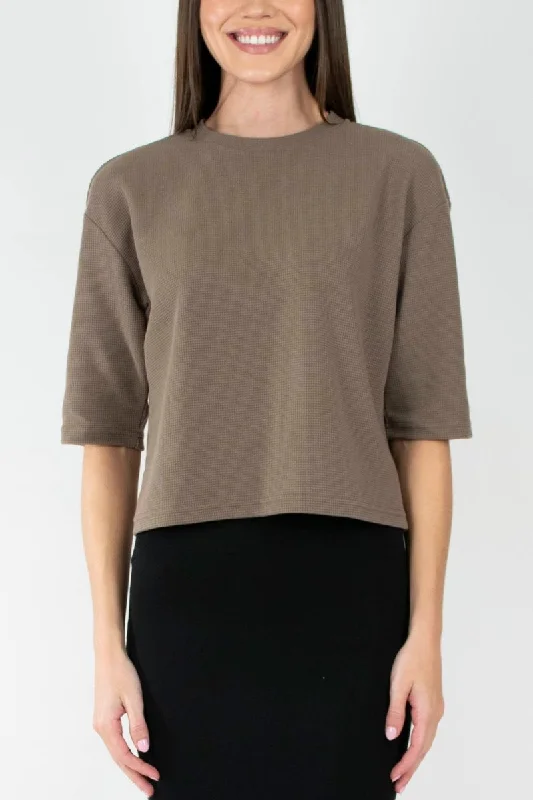 Weekend Specials You Can't Miss REMI TEE WAFFLE KNIT (BROWN)