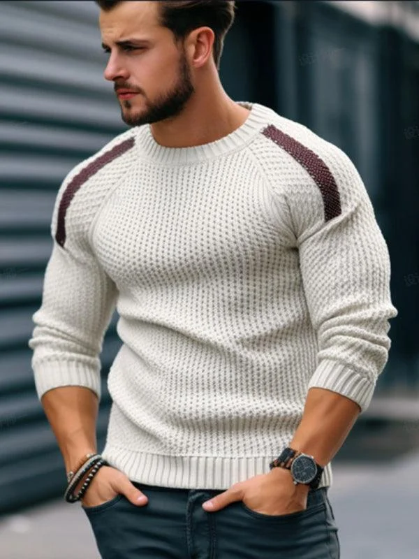 Price Slash Contrast Casual Men Sweater Pullover