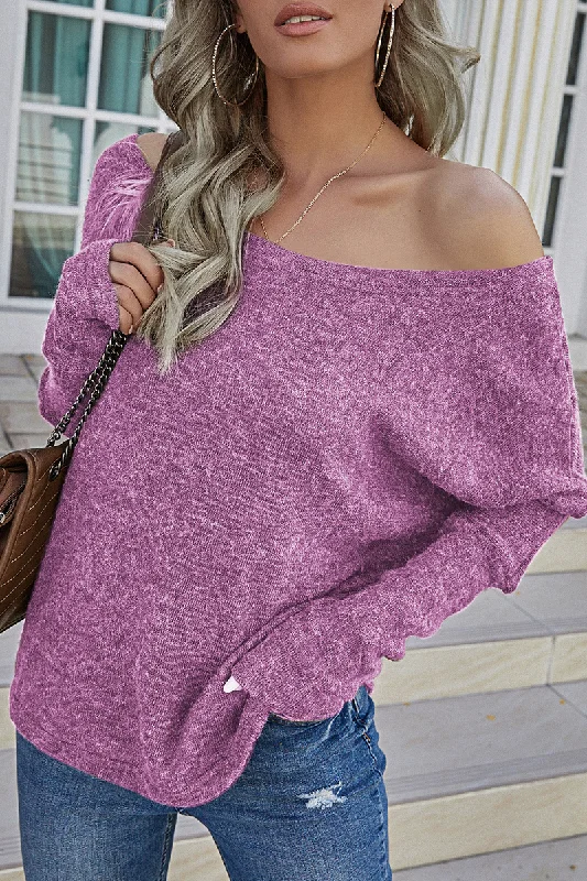 Sale Event Casual Solid Basic Oblique Collar Tops