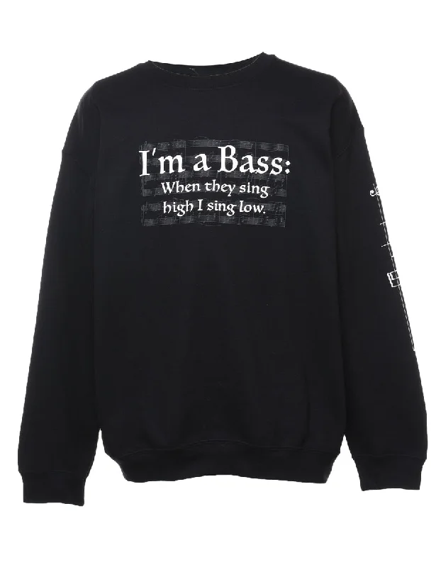 Stock Clearance Black Bass Design Printed Sweatshirt - L