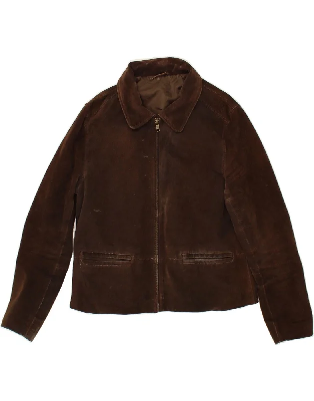 Weekend Discounts to Indulge In ETAM Womens Suede Jacket UK 12 Medium Brown Leather