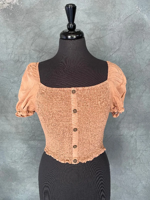Bargain Prices Elastic Brown Crop Top