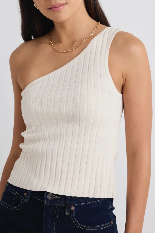 Weekend Flash Sale Urban Cream One Shoulder Rib Knit Top