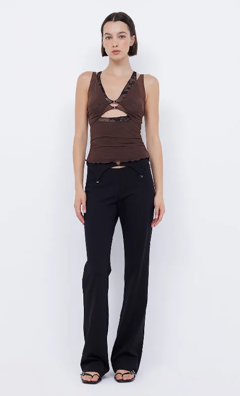 Great Deal LOANI LAYERED CAMI - CHOC/BLACK