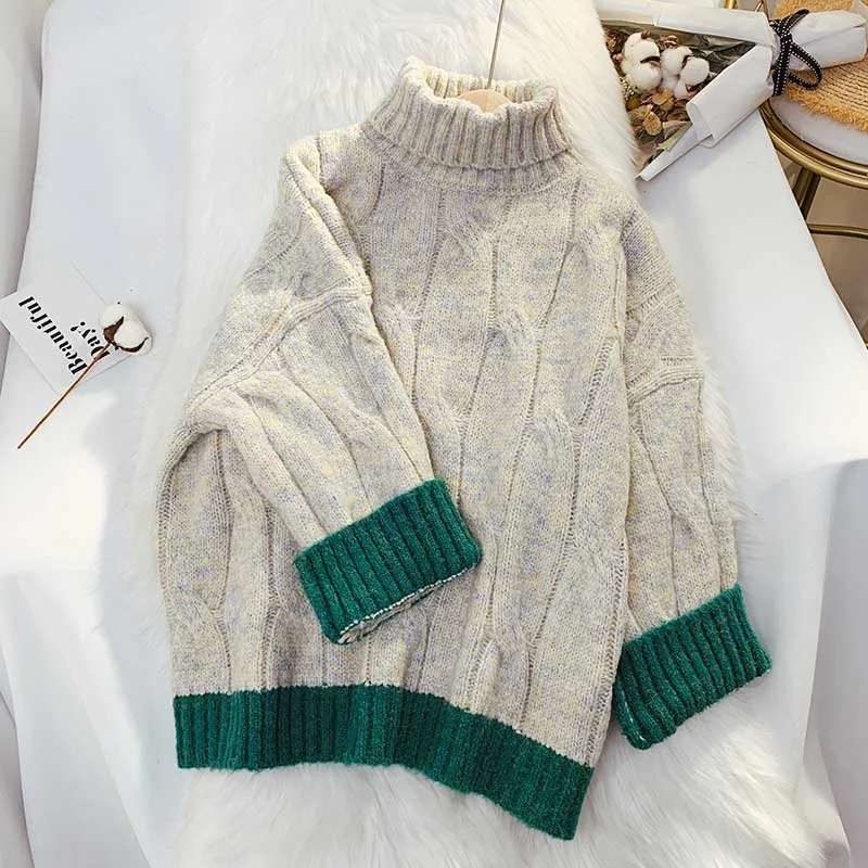Deal Explosion Twist high neck sweater female retro Japanese lazy  4910