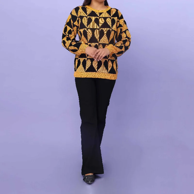 Mega Sale Mustard Acrylic Thread Winter Sweater PW4802