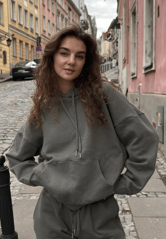 Steals and Deals Miann & Co Womens - Dylan Hooded Fleece Jumper - Sage