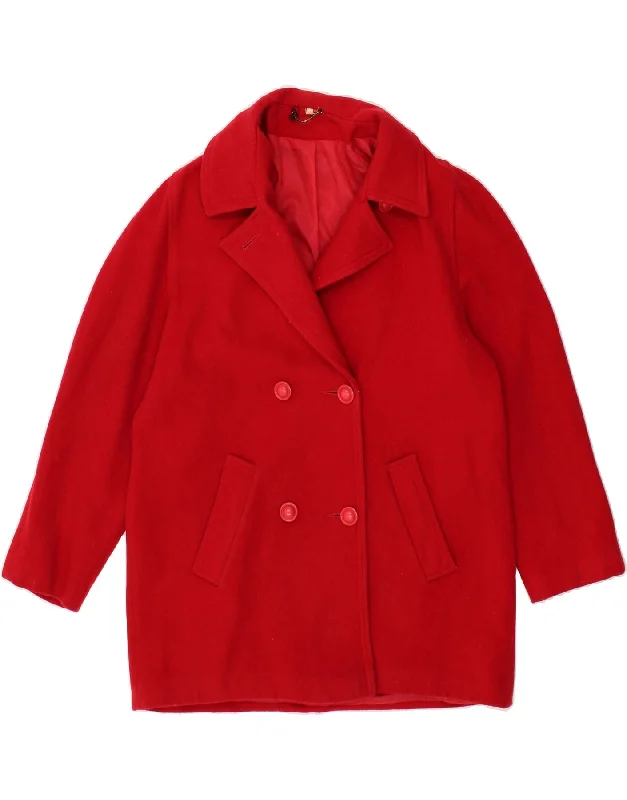Limited Quantity VINTAGE Womens Double Breasted Coat UK 14 Large Red New Wool