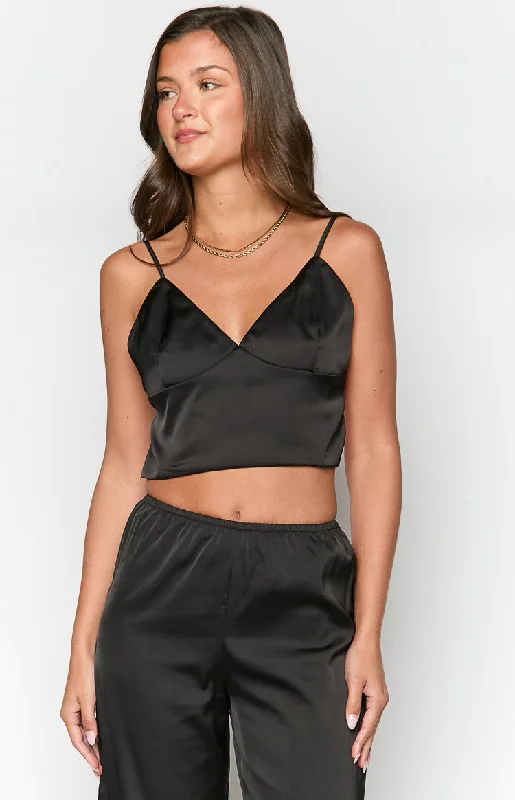 Midnight Madness Maddie Black Crop Top