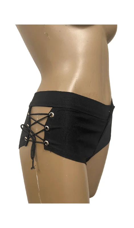 Weekend Bargains Await You Side Lace up Micro Mini Short