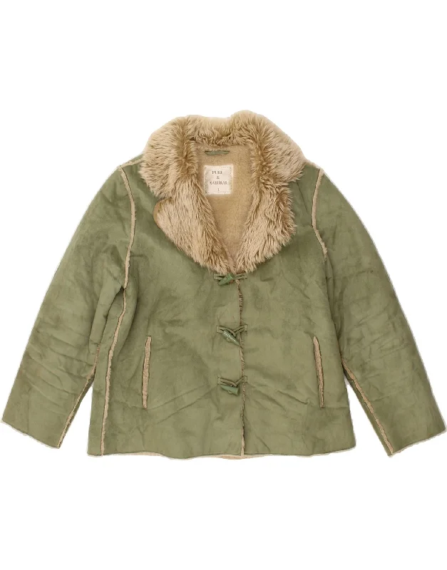 Weekend Deals That Dazzle VINTAGE Womens Sherpa Jacket UK 16 Large Green Polyester