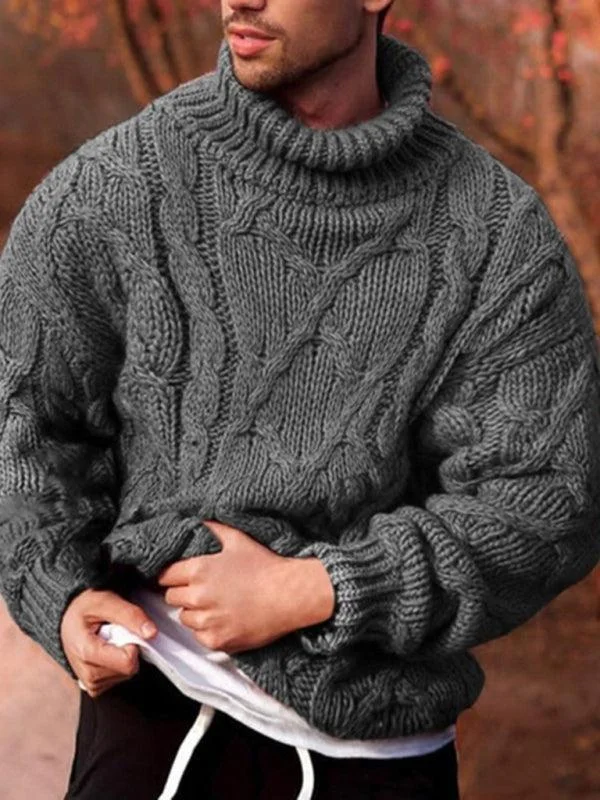 Overstock Sale Warm Twist Thick Men Turtleneck Sweater