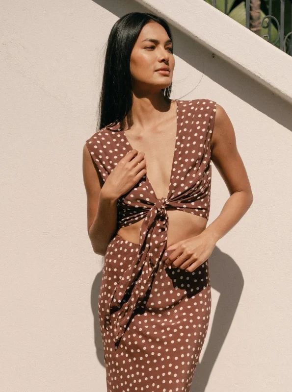 Weekend Special Valentina Top - Brown Polka Dots