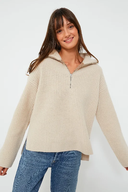Instant Discount Buttermilk Felix Zip Merino Sweater