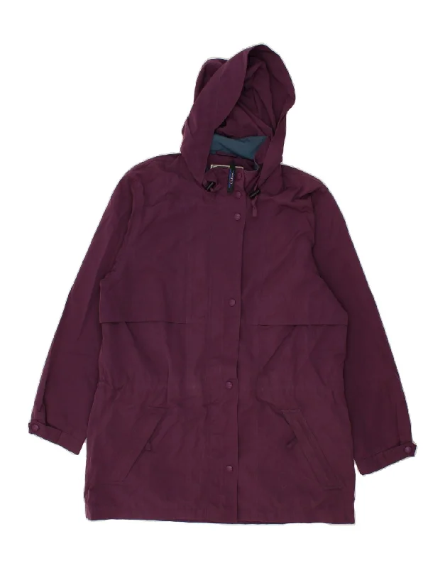 Act Now L.L.BEAN Womens Hooded Raincoat UK 14 Medium Purple Polyester