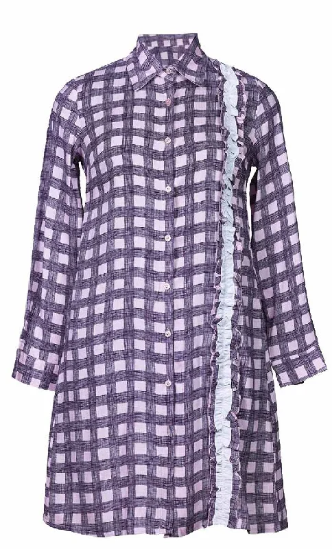 Best Choice Basic Pink Check Printed Button Down Tunic