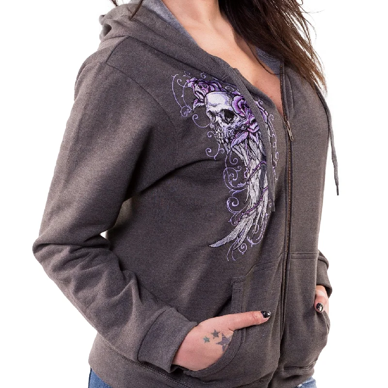 Fantastic Offers Embroidered Wing Skull Hoodie