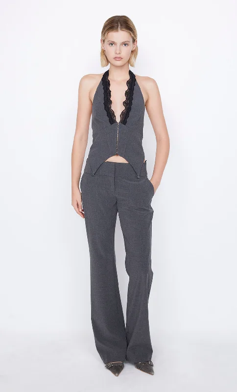 Online Only NAIDA HALTER TOP - CHARCOAL