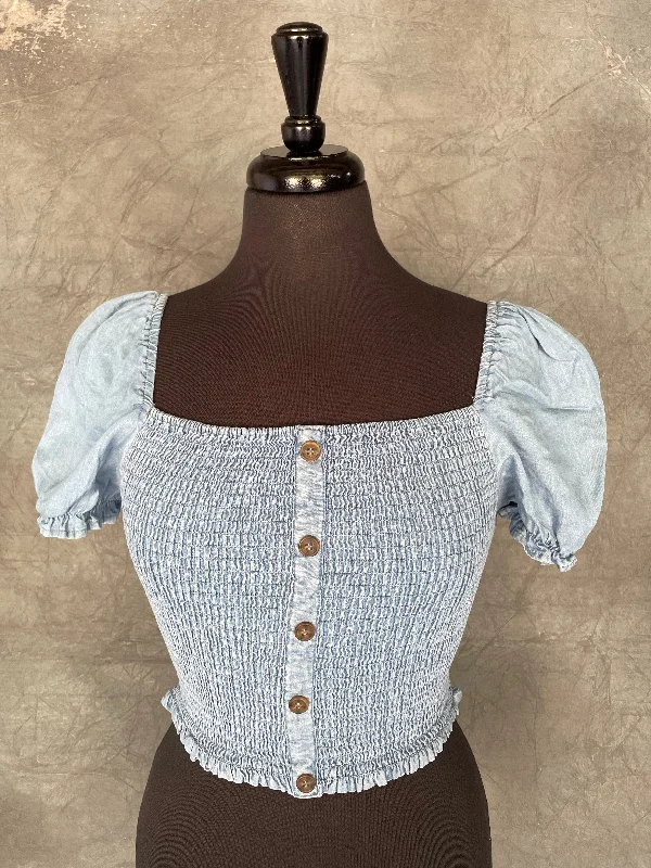 Closeout Elastic Denim Crop Top