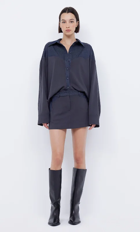 Quick Sale WYNONA PANELLED SHIRT - INDIGO/CHARCOAL