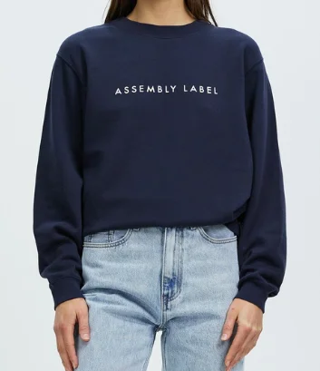 New Deals Womens Navy Logo Fleece Sweatshirt