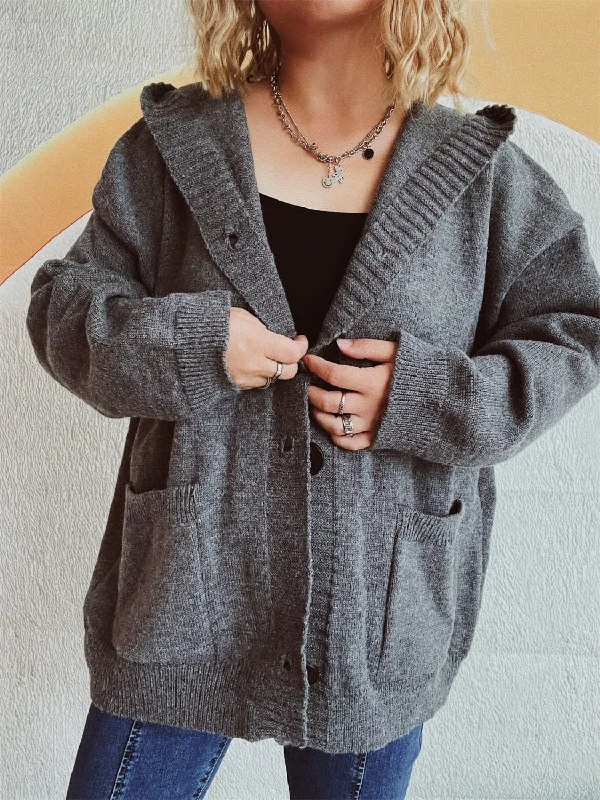 Super Savings Dropped Shoulder Long Sleeve Hooded Cardigan