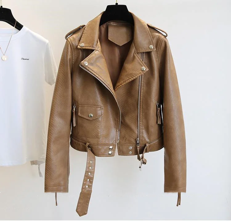 Weekend Bargains to Indulge In Women's Short Leather Jacket Spring And Autumn
