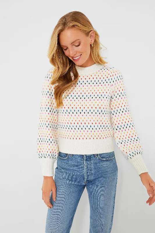 Don't Wait Rainbow Alma Puff Sleeve Sweater