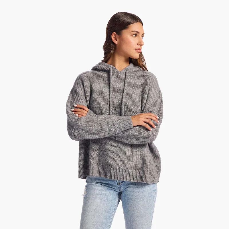 Sale Alert Cozy Knit Ribbed Sweater Hoodie | Charcoal