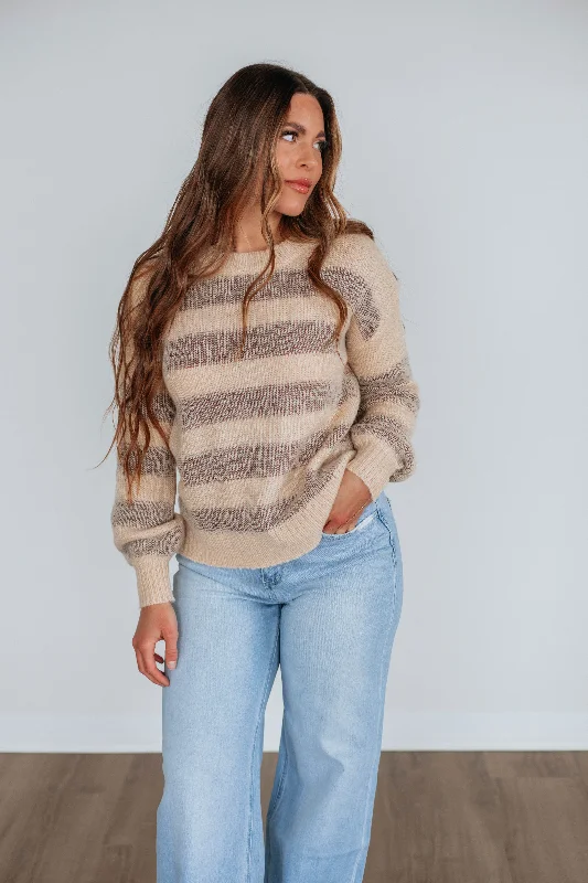 Extra Discounts Cecily Striped Sweater - Natural