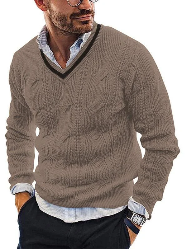 Extra Discount V-Neck Slim Fit Men Pullover Sweater
