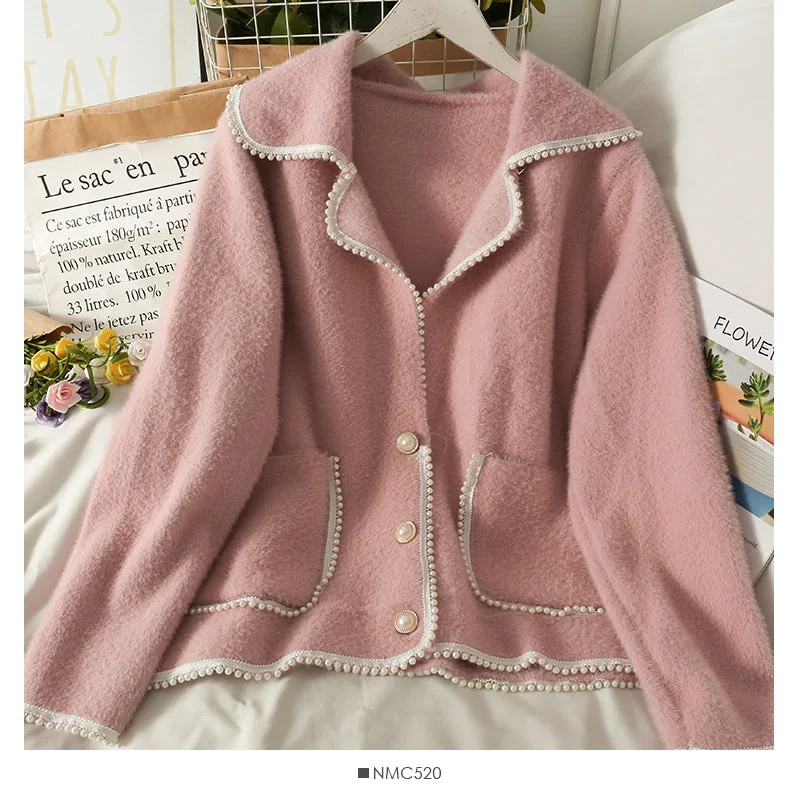 Weekend Steals Await Loose coat women's autumn winter suit collar long sleeved sweater  2052