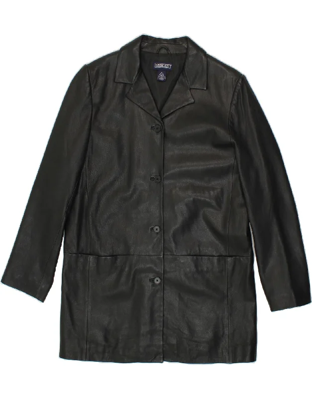 Super Bargain LANDS END Womens Leather Coat UK 10/12 Medium Black Leather