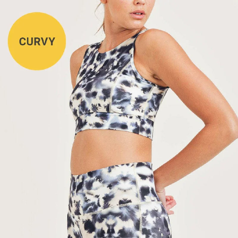 Crazy Savings Inkblot Kaleidoscope Print Sports Bra -Curvy