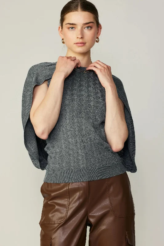 Huge Savings Cape Sweater - Gray