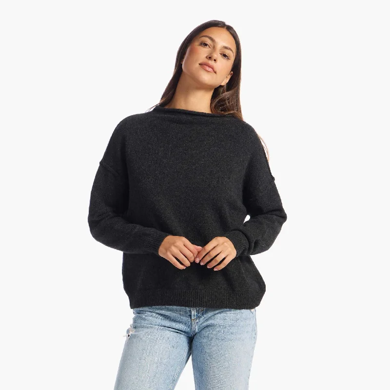 Mega Discount Cozy Knit Mock Neck Sweater | Black