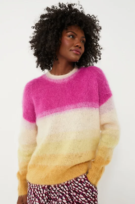 Discount Days Fuchsia and Yellow Drussell Sweater