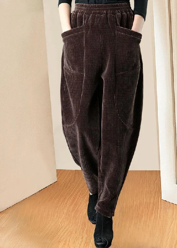 Weekend Offers That Delight Women Coffee Pockets Patchwork Straight Winter Pants