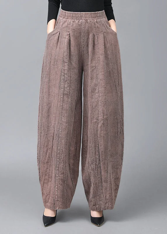 Weekend Offers That Shine Vintage Light Coffee Pockets Patchwork Linen Lantern Pants Fall