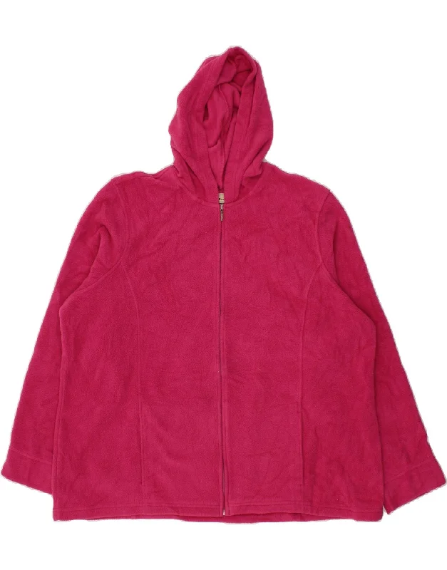 TIME-Limited Offer L.L.BEAN Womens Hooded Fleece Jacket UK 20 2XL Pink Polyester