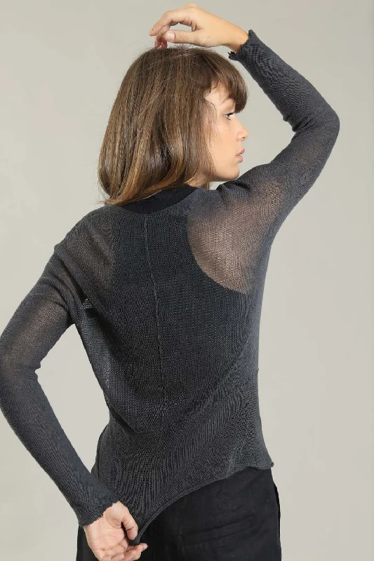 Weekend Offers That Sizzle Charcoal long sleeves round neck Cross Bamboo shirt