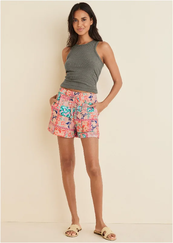 Year-End Clearance Cotton Linen Easy Shorts - Venetian Patchwork